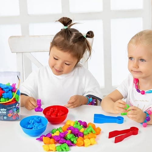 BBLIKE Montessori Education Set: Kids Animal Sorting Toy with Bowl, Tweezers & Color Sorting Math Toys for 2-6 Year Olds thumbnail 2