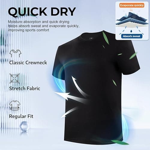 BAMBOO COOL Men's Undershirt Moisture-Wicking T-Shirts Stretch Crewneck Soft Tees for Men,3 Pack thumbnail 3