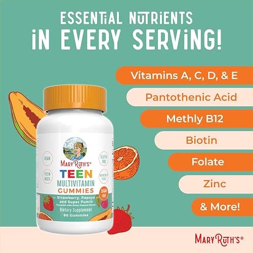 MaryRuth Organics Multivitamin for Teens | Teen Multivitamin Multimineral Gummies with Vitamin B, C, D and E, Biotin, Zinc | Teen Vitamins | Vegan | Sugar Free | Gluten Free | 60 Count thumbnail 7
