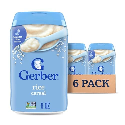 Gerber Stage 1 Baby Food, Baby Rice Cereal, Iron, Zinc & Vitamin B12, Infant Cereal, 6-Pack - Image 1