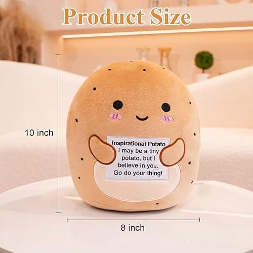 Finebee Potato Plush, Cute Potato Stuffed Animal, Positive Doll Funny Reduce Pressure Toy Cheer Up Gifts for Girls Boys Party Decor 10" thumbnail 3