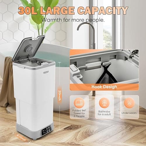 Warmio 30L Towel Warmer,Large Luxury Towel Warmers, Hot Towel Warmer with Dryer, Adjustable Heating Time Setting, Fragrance Disc,12h Delay Time,Towel Warmers for Bathroom,Spa Home (White-Grey) thumbnail 5
