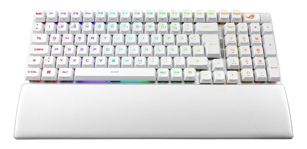 ASUS ROG Strix Scope II 96 RX Wireless White kabellose optische Gaming-Tastatur (Bluetooth, 2,4 GHz, kabelgebunden USB, Streaming-Hotkeys, ROG RX Optical Switches, ROG-Tastaturstabilisatoren, weiß) thumbnail 3