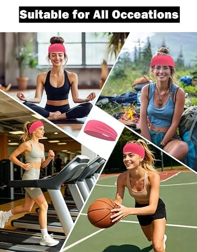 6 Pack Sport Headbands for Men & Women, Sweat Wicking Workout Sweatband, Bright Hairband for Running, Cycling, Football, Yoga thumbnail 6