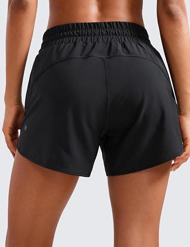CRZ YOGA Dolphin Athletic Shorts for Women 5" - High Waisted Quick Dry for Running Workout Gym Track with Zip Pocket thumbnail 2