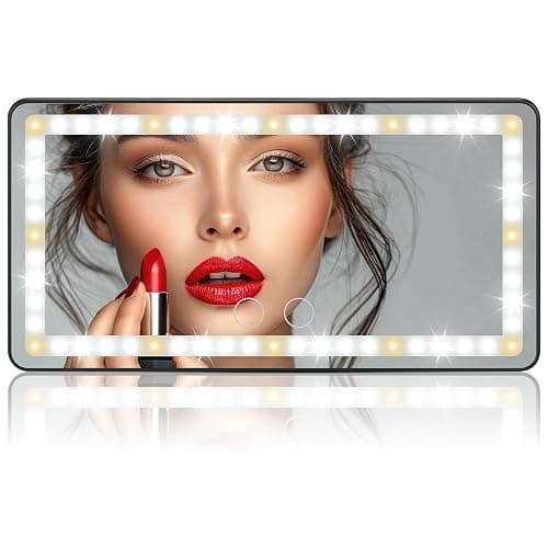 JOYTUTUS Car Sun Visor Vanity Mirror with Lights, 3 Light Modes & 60 LEDs, Rechargeable Dimmable Touch Control Travel Makeup Mirror for Truck SUV thumbnail 7