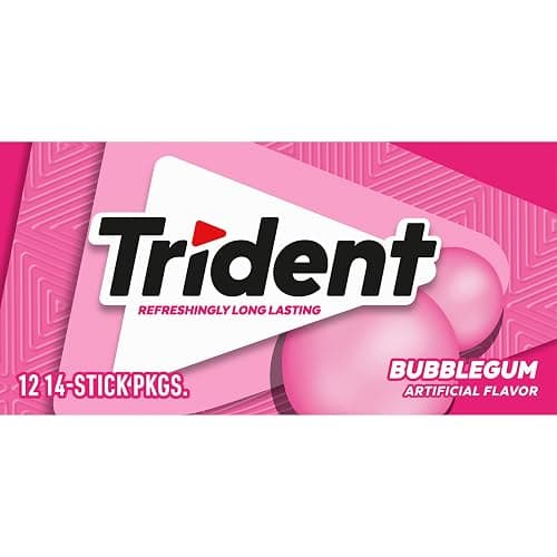 Trident Bubblegum Sugar-Free Chewing Gum, 12 Packs of 14 Pieces (168 Total Pieces) thumbnail 12