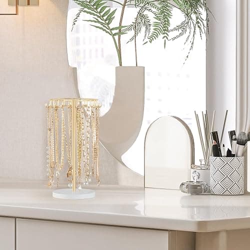 Mkono Necklace Holder Organizer, 22 Hooks Gold Jewelry Display Tree Stand | Tangle-Free Storage,Bracelet Hanger Rack, Fits Earrings Keychains, for Countertop Retail Shops,Home Room Decor,Women Gift thumbnail 6