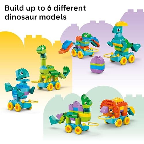 LEGO DUPLO Town 3 in 1 Dinosaurs on Wheels Learning Toy for Toddler Boys & Girls, Ages 3+ - Building & Education Play Set Teaches Problem-Solving Skills Through Play - Preschool Gift Idea - 10451 thumbnail 6