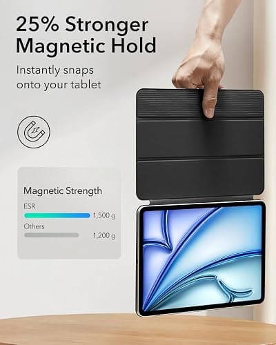 ESR für iPad Air 11 Zoll 2025 Hülle M3/M2, iPad Air 7/6/5/4 Hülle (2024/2022/2020) Starke Magnetbefestigung, Trifold Ständerhülle, unterstützt Pencil Pro/USB-C, automatisches Ruhen/Wecken, Schwarz - Schwarz thumbnail 4