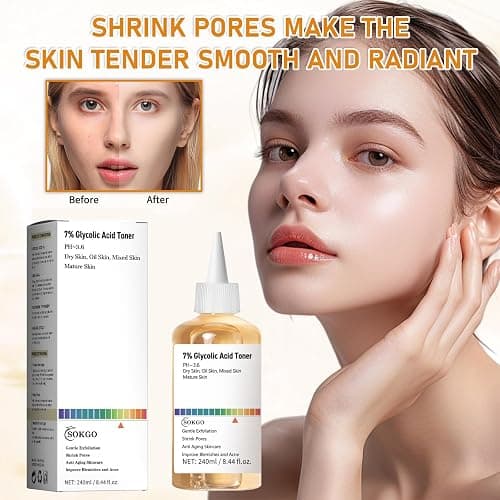 7% Glycolic Acid Exfoliating Toner, Exfoliating Facial Toner, Pore Minimizing Toner, Smooth Skin, Even Tone, Hydrating Formula thumbnail 5