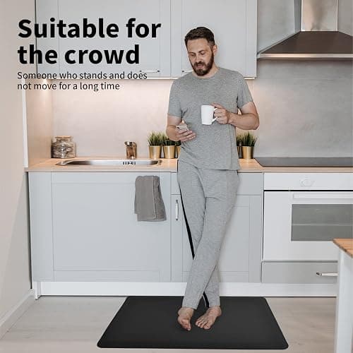 Art3d Anti Fatigue Mat - 1/2 Inch Cushioned Kitchen Mat -Comfort & Non Slip Cushion for Standing Desk, Office or Garage Floor (17.3"x28", Black) thumbnail 3