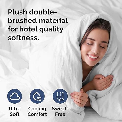 Duvet Cover Full Size Set - Extra Soft Full Size Duvet Cover 80 x 90 with 2 Pillow Shams - Hotel Luxury Quality Easy Care and Fade Free w/ Zipper Closures & Ties - Comfy Breathable Bedding Set (White) - Full - 01 - White (No Comforter) thumbnail 3
