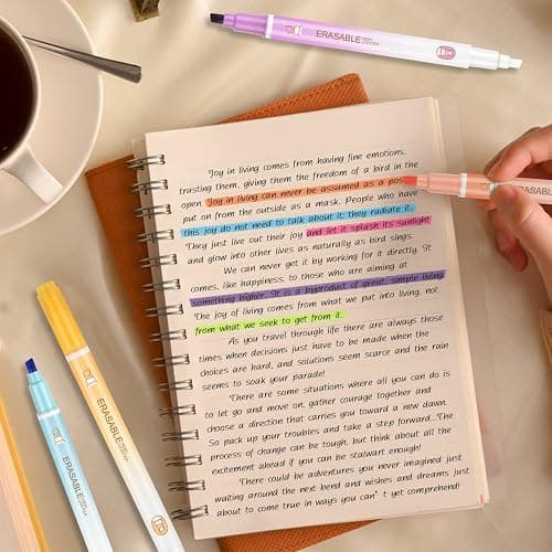Dacono Erasable Highlighters, 12 Pcs Bible Highlighters No Bleed Through, Chisel Tip Assorted Colors Highlighter Erasable Marker Pens for Journal Planner Notes School Office Supplies thumbnail 2