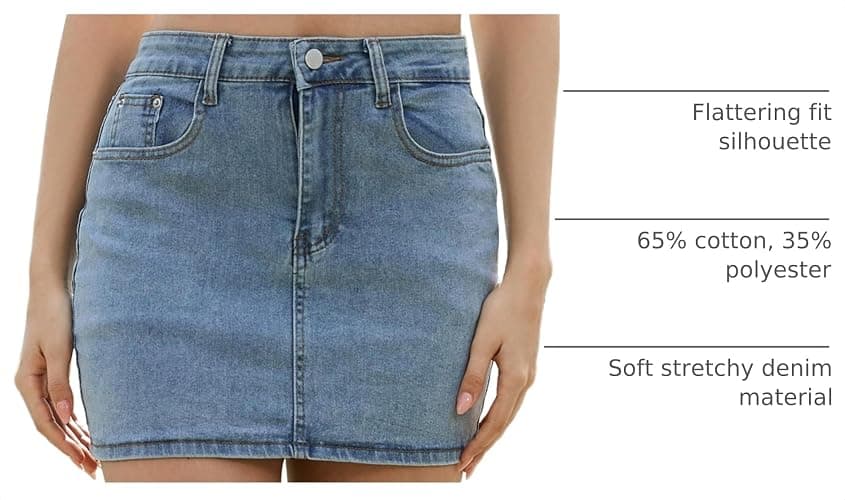 Shestellar Women's Low Rise Denim Mini Skirt, Y2K Vintage Stretchy Bodycon Jean Skirts with Pockets thumbnail 4