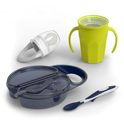 Dr. Brown's Toddler Feeding Starter Set, Travel Bundle with Cheers360 Spoutless Training Cup with Handles, 6m+, 4 Piece - Image 1