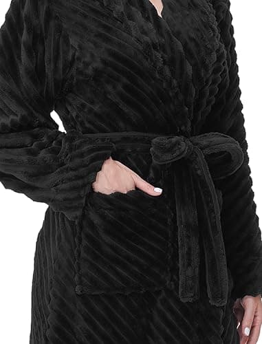 Yurhap Premium Robes for Women - Super Soft Cozy Fleece Womens Robe Plush Long Bathrobe thumbnail 4