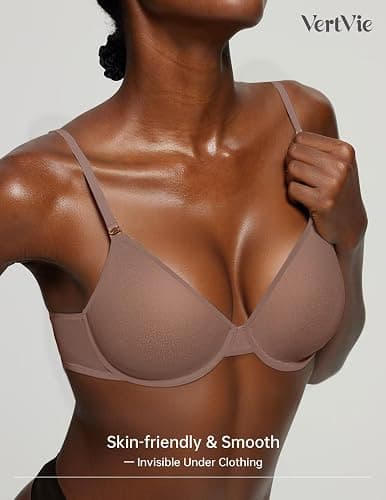 Vertvie Women's Sheer Balconette Bra Unlined Underwire Supportive Plunge Demi Bras Mesh See Through Sexy Comfort Everyday Bra thumbnail 5