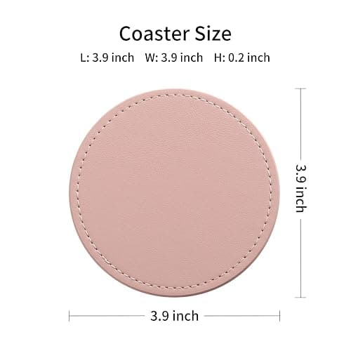 CASEGRACE Drink Coasters with Metal Holder Stand Set of 6, PU Leather Absorbent Coasters with Cork Base Table Coaster Set Decorative Coffee Cup Coasters Housewarming Gift for Home Decor thumbnail 3