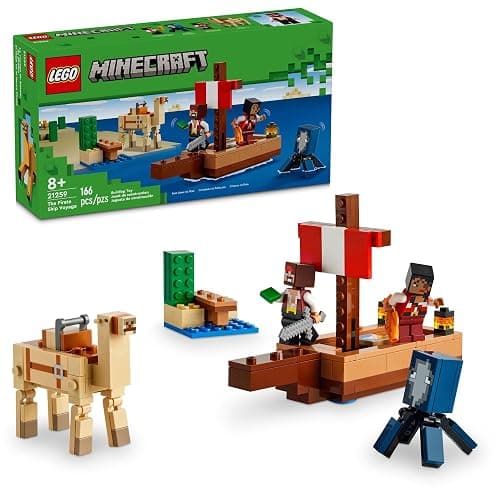 LEGO Minecraft The Pirate Ship Voyage, Boat Toy Playset for Kids with Squid, Camel and Pirate Figures, Pirate Toy Building Set for Action Role-Play, Minecraft Gift for 8 Year Old Boys and Girls, 21259 - Image 1