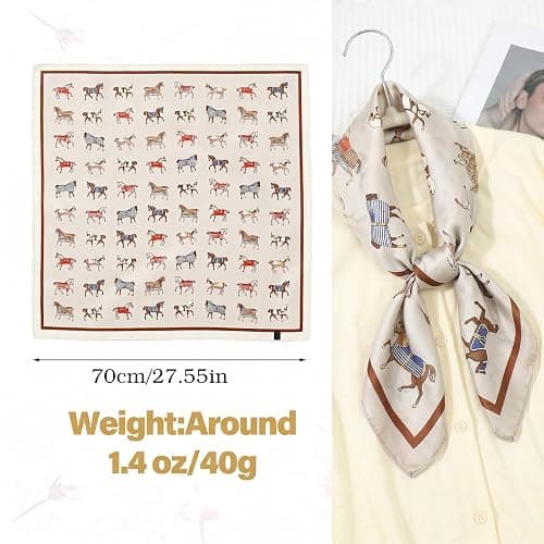 Ymapinc Colorful Western Horse Neck Scarf for Women, Square Silk Wrap, Horse Printed Bandanas Soft Head Scarf for Women thumbnail 2