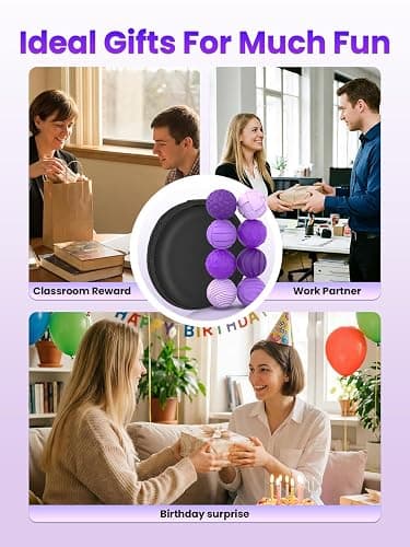 Magnetic Balls Fidget Toys for Adults&Teens,8Pcs Silicone Sensory Stress Relief Toys for Autism&ADHD, Quiet Executive Desk Fidget Magnetic Balls,Gift for Men&Women Gifts(Geometric · Purple) thumbnail 8