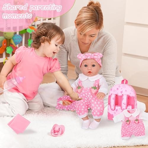 DONTNO 12" Baby Doll with Backpack Carrier in Gift Box,12 Inch Realistic Baby Dolls with Clothes and Accessories,Toy Pretend Play Collection for 3+ Child Girls Gifts thumbnail 8