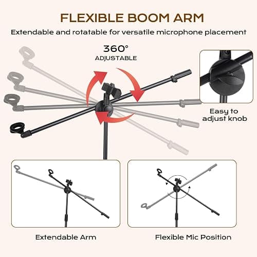 Bullfighter Mic Stand Floor Universal Adjustable Tripod Microphone Stand,Dual-Use Mic Boom Stands,Stable On Stage Mic Stand for Singing,Live Streaming,Karaoke,Events & Studio Church Metting thumbnail 7