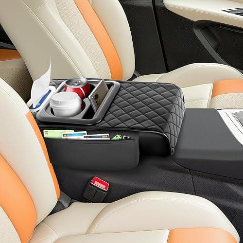 nckcmgl 5-in-1 Arm Rest Cover Universal Armrest Storage Box Upgrade Memory Foam Console Cover with Cup for Car Phone Tissue Box Holder thumbnail 2