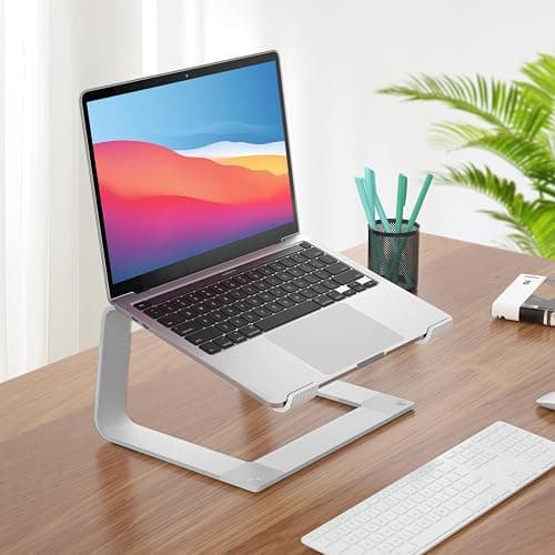 GleYo Laptop Stand for Desk Detachable Aluminum Computer Riser Portable Metal Notebook Printer Stand Holder Compatible with MacBook Air, Pro, Dell, HP, Lenovo and All 10-16" Laptops, Silver thumbnail 6