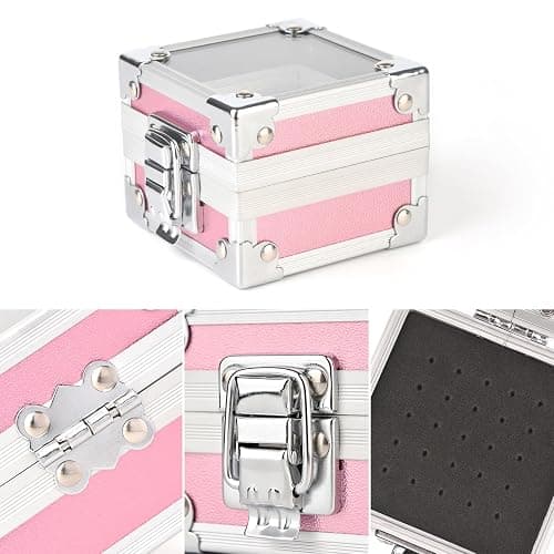 Rolabling Professional 25 Holes Nail Drill Bits Box Container Nail Drill Grinding Bit Holder Nail Polish Head Storage Box Nail Tools Organizers Container Display Storage Box Manicure Tool (Pink) thumbnail 5