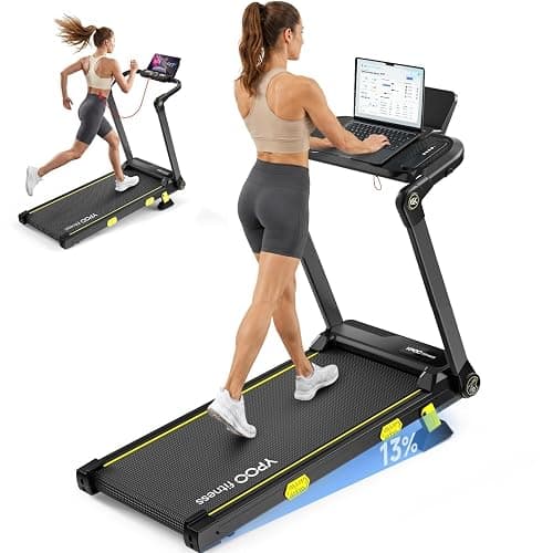 YPOO 13% Incline Walking Pad Handle 6.2MPH RGB Light Foldable | Home & office, 13% incline with RGB light, 6.2MPH speed, handle bar, 300LBS, Portable Folding Walking Treadmills & App - Image 1