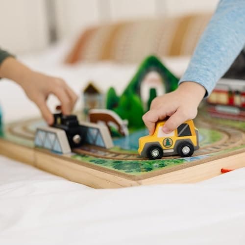 Melissa & Doug Take-Along Railroad Tabletop Playset with Wooden Train Toys, Animals & Scenery Play Pieces, Preschool Learning Toys for Girls & Boys 3+ - FSC Certified thumbnail 7