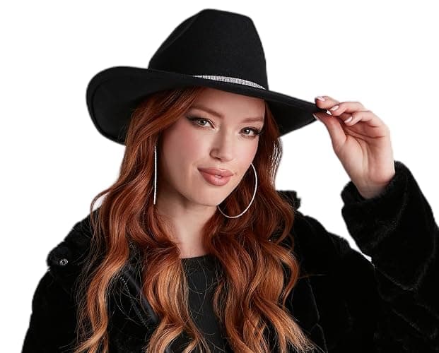 CXQRR Glitter Silver Black Cowboy Hats for Women - Western Sparkly Rhinestone Cowgirl Hat for Ladies Size M-L thumbnail 5