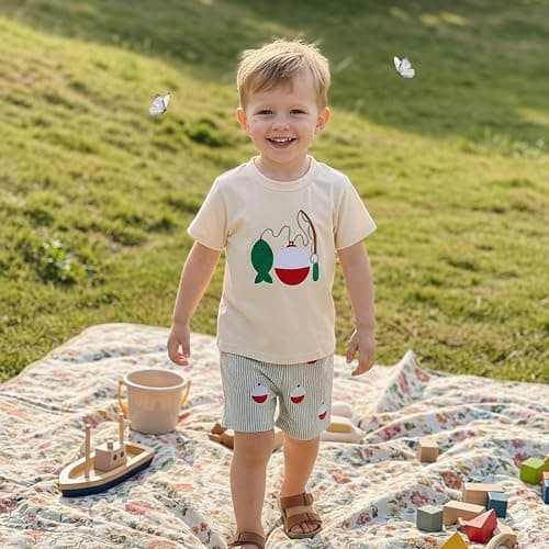 Kaipiclos Baby Boys Clothes Toddler Summer Outfits Short Sleeve Duck Print Pocket T-Shirt Tops and Shorts Farm Baby Clothes thumbnail 2