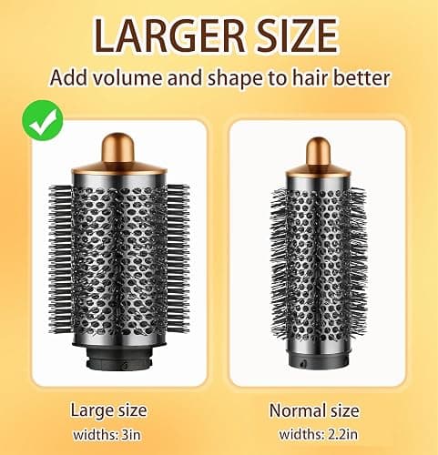 Large Round Volumizing Brush for Dyson Airwrap Attachments Bigger Round Brush Attachment for Dyson Air Wrap Styler, Fluff up and Volumize for Styling (Gold) thumbnail 2