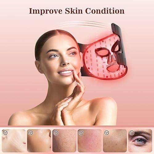 INTEO Red Light Therapy for Face, 3 Modes Portable Led Face Mask Light Therapy with Remote, Near-infrared 850 Red Light Mask with Timing Function, Led Light Therapy At Home 180 LED Beads thumbnail 2