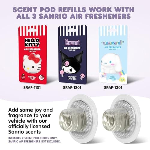 Sanrio Kuromi Car Air Freshener Scented Oil Pod Refills, Hello Kitty and Friends Cute Car Accessories - Midnight Lavender, 2ct thumbnail 2