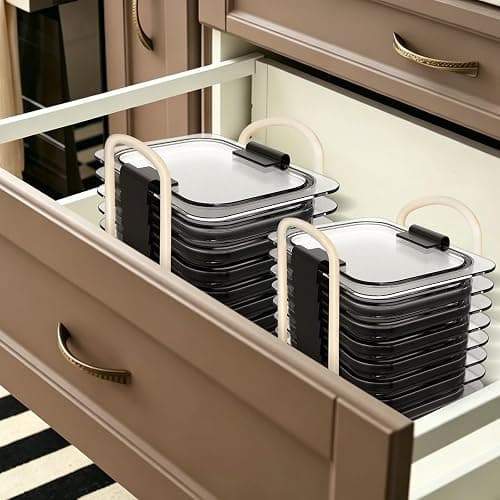 Yobonlab 3 Pack Adjustable Lids Organizer for Rubbermaid Brilliance Lids | Lid Organizers Inside Cabinet for Pyrex Snapware, Lids Holders Suitable for Storing Lids of Various Sizes（5.51in-8.27in） thumbnail 5