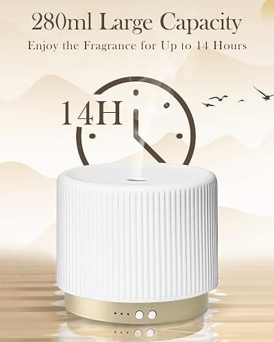 Onaboviva 280ml Ceramic Essential Oil Diffuser,Ultrasonic Cool Mist Decorative Aromatherapy Diffuser with Auto Shut-Off,Quiet Operation,3 Timer Settings for Large Rooms,Home,Office,SPA,Yoga & Bedroom thumbnail 4