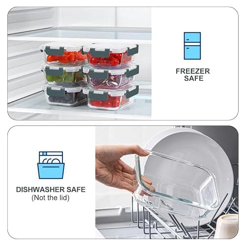 KOMUEE 10 Packs 22 oz Glass Meal Prep Containers, Glass Food Storage Containers with Lids, Airtight Lunch Boxes BPA Free, Microwave and Freezer Safe thumbnail 5