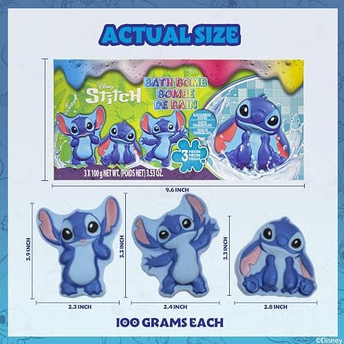 Stitch Bath Bombs for Kids, Fun Bright Rainbow Colors, Raspberry Scented for Kids, Ages 3+, by Townley Girl thumbnail 6