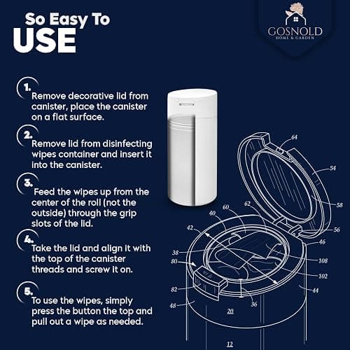 Extra Large Refillable Disinfecting Wet Wipes Dispenser (White) | Fits Clorox, Lysol, Bleach, Sanitizing Wipes | Durable Reusable Wipes Holder for Kitchen, Bathroom, Office | Gosnold Home & Garden - White thumbnail 5