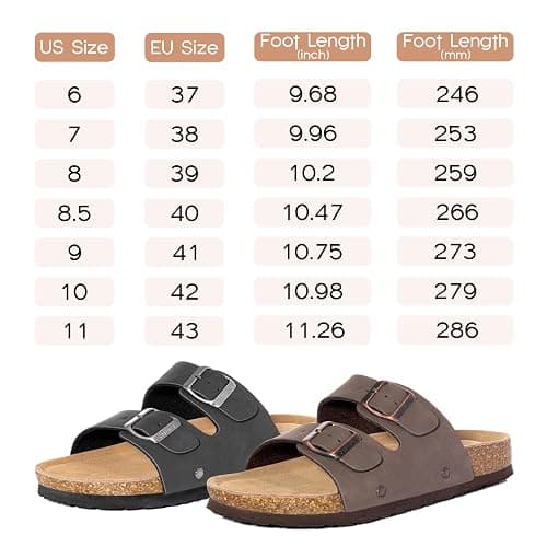 FITORY Womens Flat Sandals with Cork Footbed, Open Toe Slides Adjustable Slip On Slippers for Summer Size 6-11 thumbnail 6