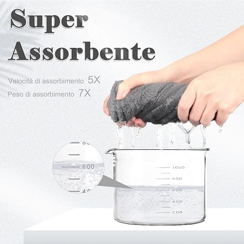 FREATECH 3 Pezzi Asciugamano Capelli in Microfibra - Asciugare Rapidamente i Capelli Bagnati senza Crespo, Turbante Capelli Morbido e Assorbente con 3 Bottoni per Donna, Bambino, Capelli Lunghi Ricci thumbnail 4