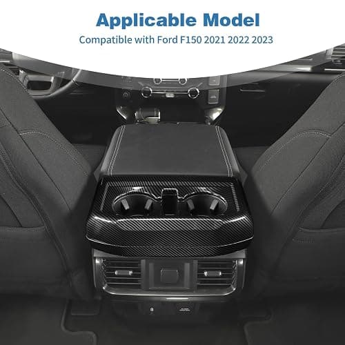 PDKLIN for F150 Center Console Rear Cup Holder Trim Cover Carbon Fiber for Ford F150 2021 up Carbon Fiber Interior Accessories 2pcs thumbnail 3