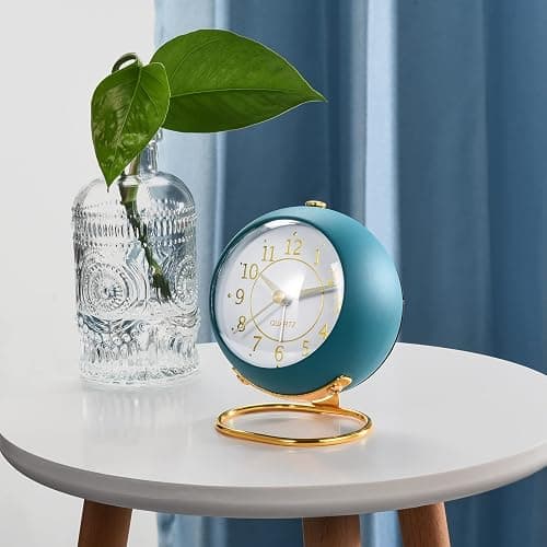 Tetino Analog Alarm Clocks,Retro Backlight Cute Simple Design Small Desk Clock with Night Light,Silent Non-Ticking,Battery Powered,for Kids,Bedroom,Travel,Kitchen,Bedside Desktop.(Green) thumbnail 5