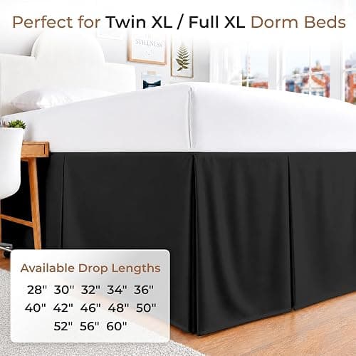 SGI Bedding Dorm Bed Skirt Twin XL 32 Inch Drop Length - Black, Pleated Pattern College Dorm Room Bed Skirts - Split Corner, Easy Care, Wrinkle Free Microfiber Bed Skirt thumbnail 6