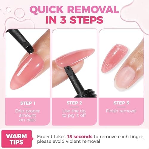 UNA GELLA Nail Glue Remover for Press on Nails 15ml Upgraded Stick & Remove 2 in 1 Acrylic Nails Remover for False Nails Tips Acetone-Free Gentle Gel Nail Remover, Not for Gel Polish Base Coat thumbnail 8
