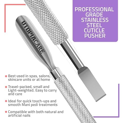 Utopia Care Cuticle Pusher Tool and Spoon Nail Cleaner - Professional Grade Stainless Steel Cuticle Remover and Cutter - Durable Manicure and Pedicure Tool - for Fingernails and Toenails (Silver) thumbnail 3